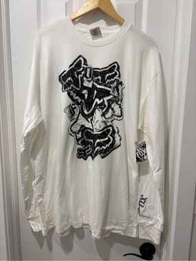 Y2K Fox Racing White Long Sleeve Graphic Tee new with tags Men’s XL